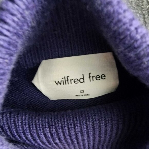Aritzia Wilfred Free Harper Sweater Merino Wool Cropped Turtleneck Purple XS - Picture 1 of 5